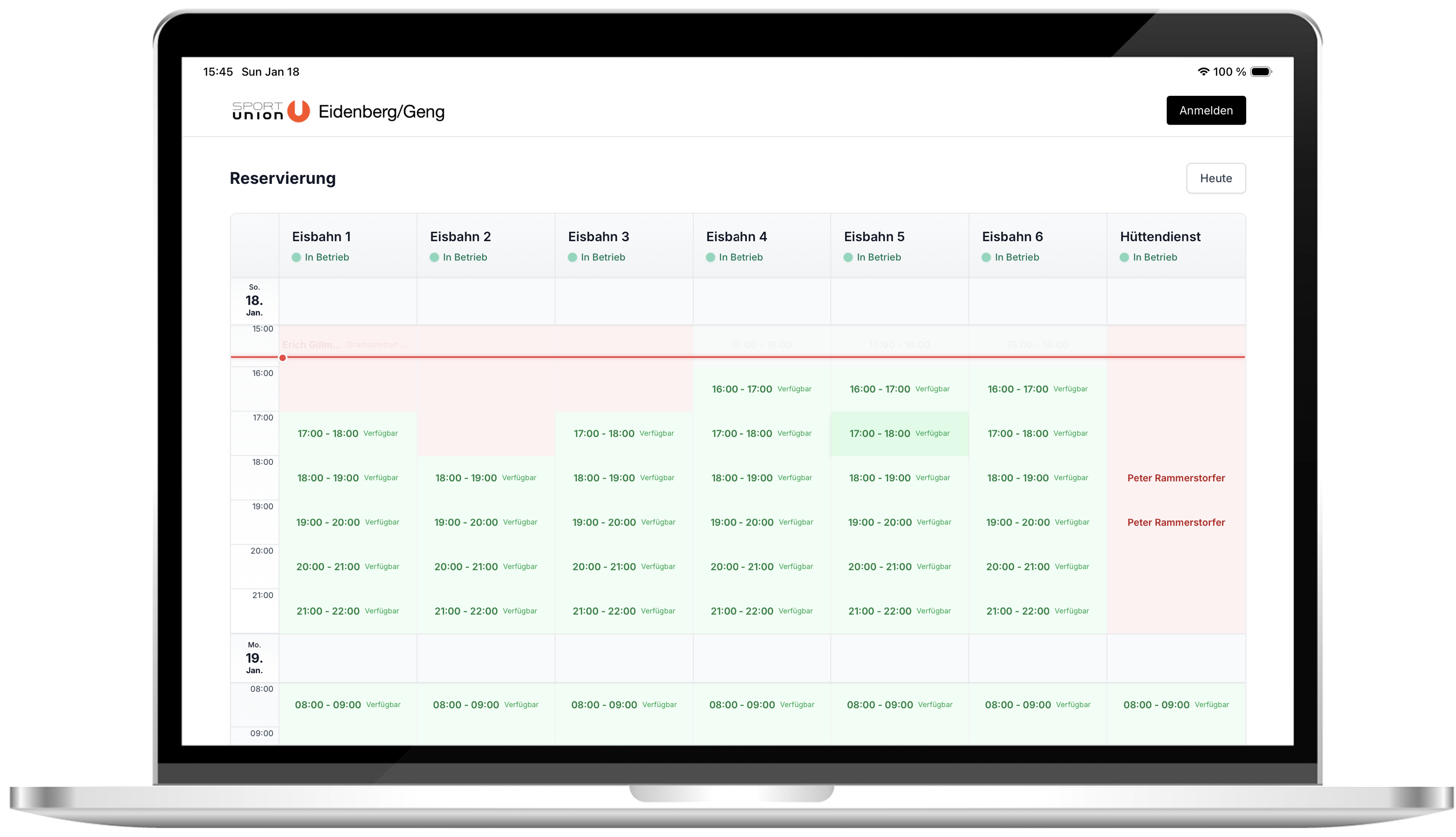 Reservierungssystem Dashboard